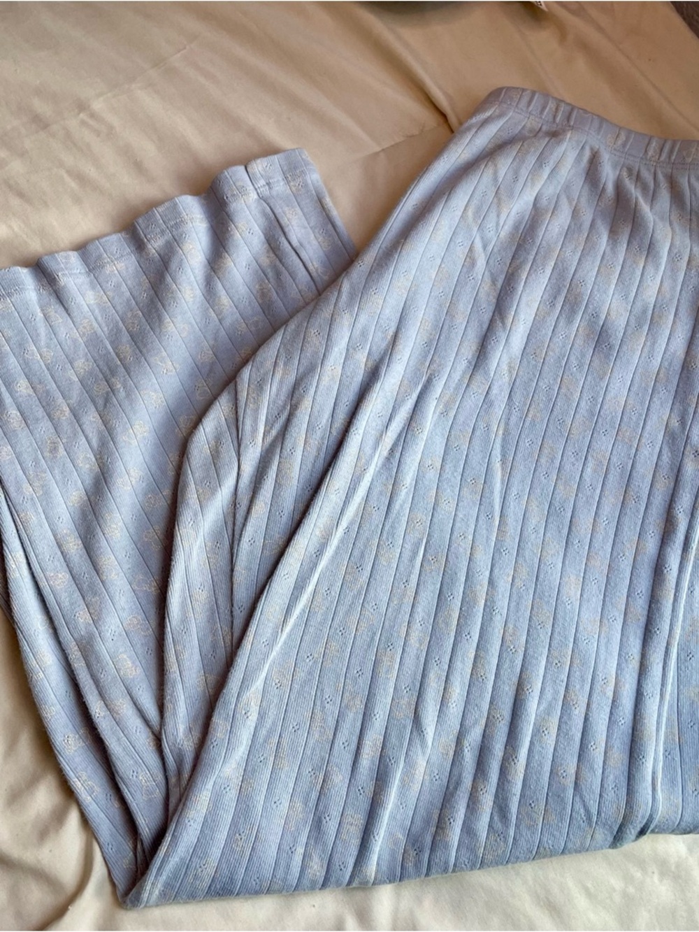 Brandy Melville Light Blue Bears Ribbed Knit Pajama Pant Women's One Size